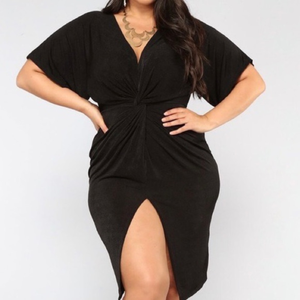 NWT Fashion Nova | Black Full Gown Knot Dress 1X